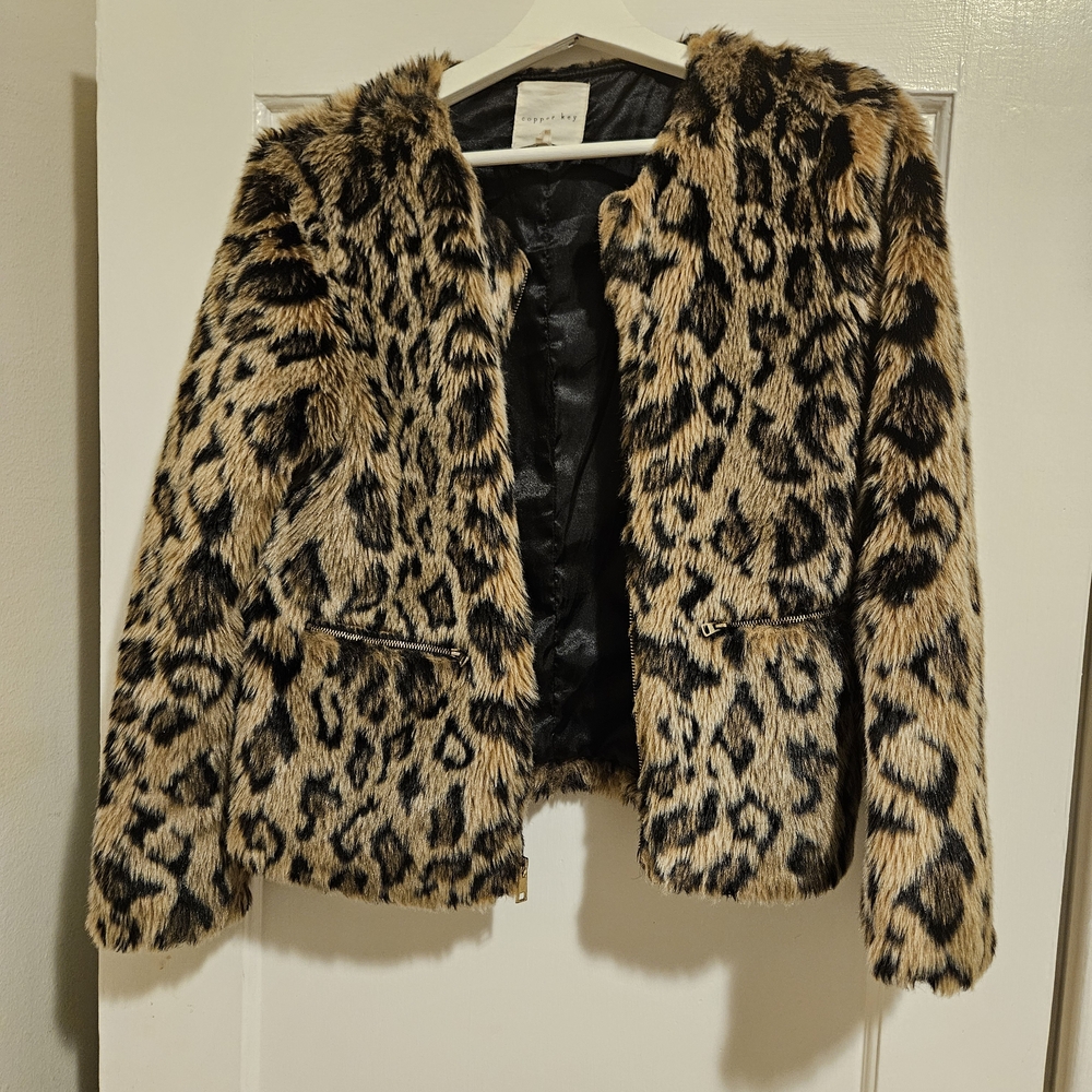 Leopard Print Faux Fur Jacket By Copper Key